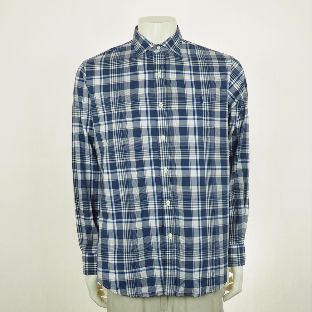 Polo Ralph Lauren Button Down Shirt Mens XL Blue Plaid RL Pony Performance Blend